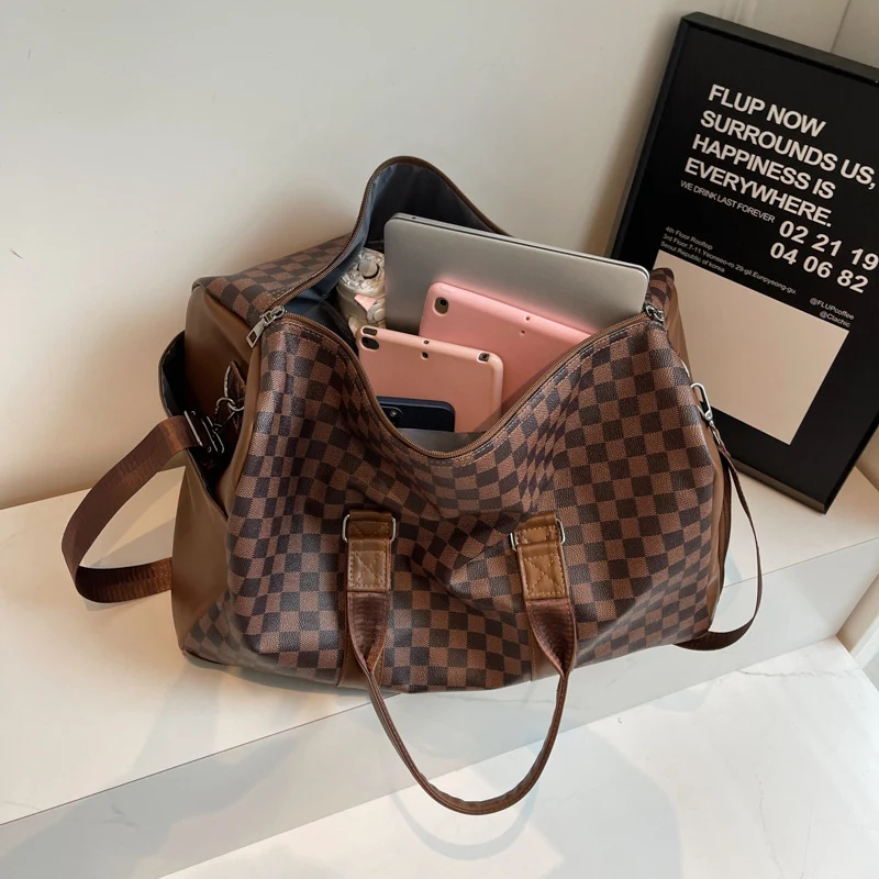 Elegant Checkerboard Travel Duffle Bag Stornfield