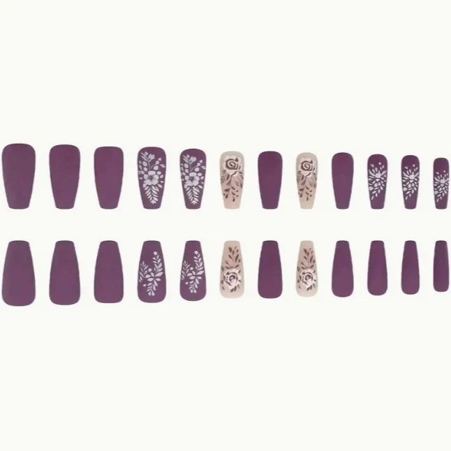 Floral Matte Acrylic Nail Art Stornfield