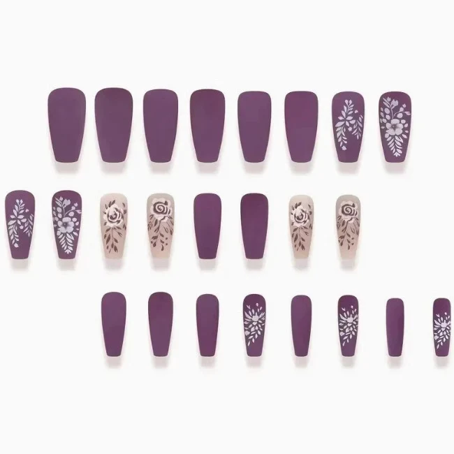 Floral Matte Acrylic Nail Art Stornfield