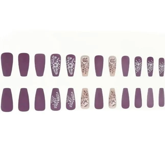 Floral Matte Acrylic Nail Art Stornfield