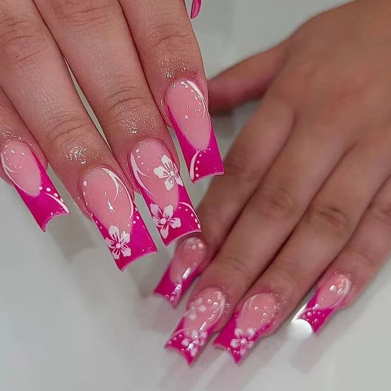 Floral Long-Lasting Acrylic Nail Enhancements Stornfield