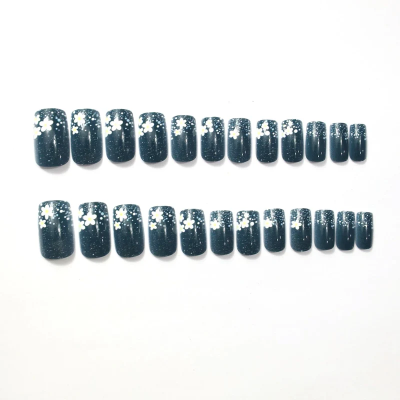 Floral Glitter Acrylic Nail Art Extensions Stornfield