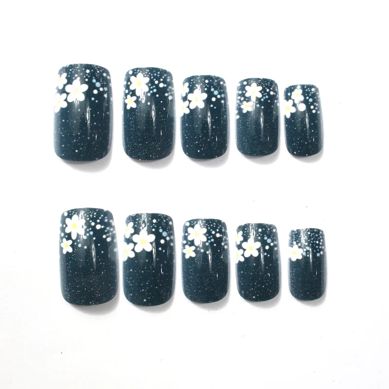 Floral Glitter Acrylic Nail Art Extensions Stornfield