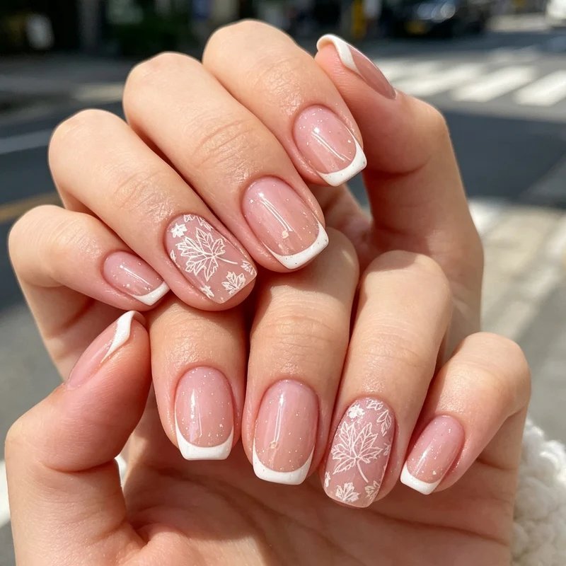 Floral French Tip Nail Enhancements Stornfield