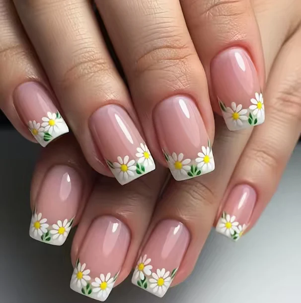 Floral French Tip Nail Enhancements Stornfield 1789915351