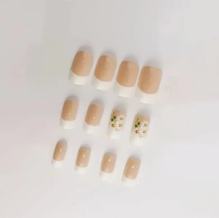 Floral French Tip Nail Art Enhancements Stornfield