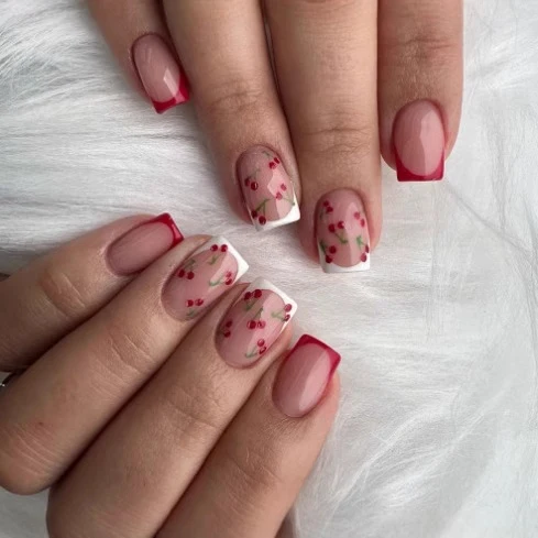 Floral French Tip Nail Art Stornfield 1789914984