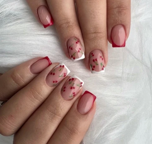 Floral French Tip Nail Art Stornfield 1789914984