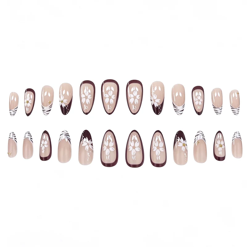 Floral Embellished Press-On Nail Art Stornfield