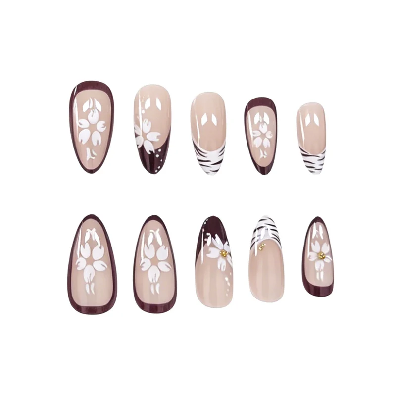 Floral Embellished Press-On Nail Art Stornfield