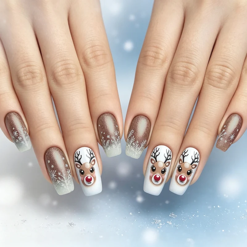 Festive Reindeer Nail Art Design Stornfield