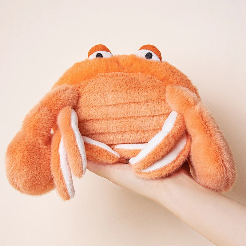 Plüschkrabben-Handpuppe mit weichem Kunstfell, flexiblen Klauenlappen und gestickten Augen Karnz