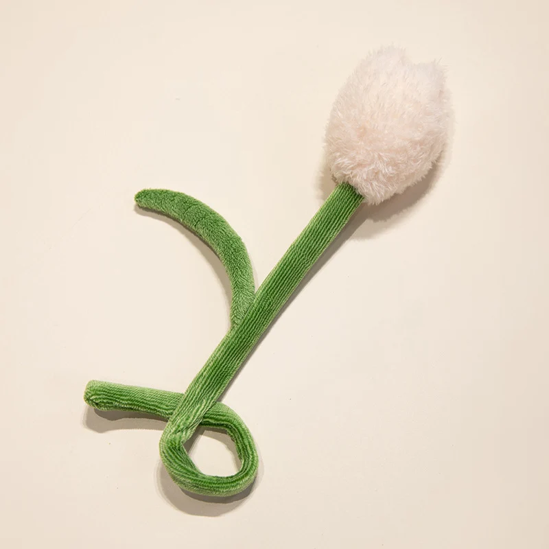 Plüsch Cordhosen Tulpe Katzenspielzeug mit flauschigem Pom-Bud & flexiblem Stiel Karnz