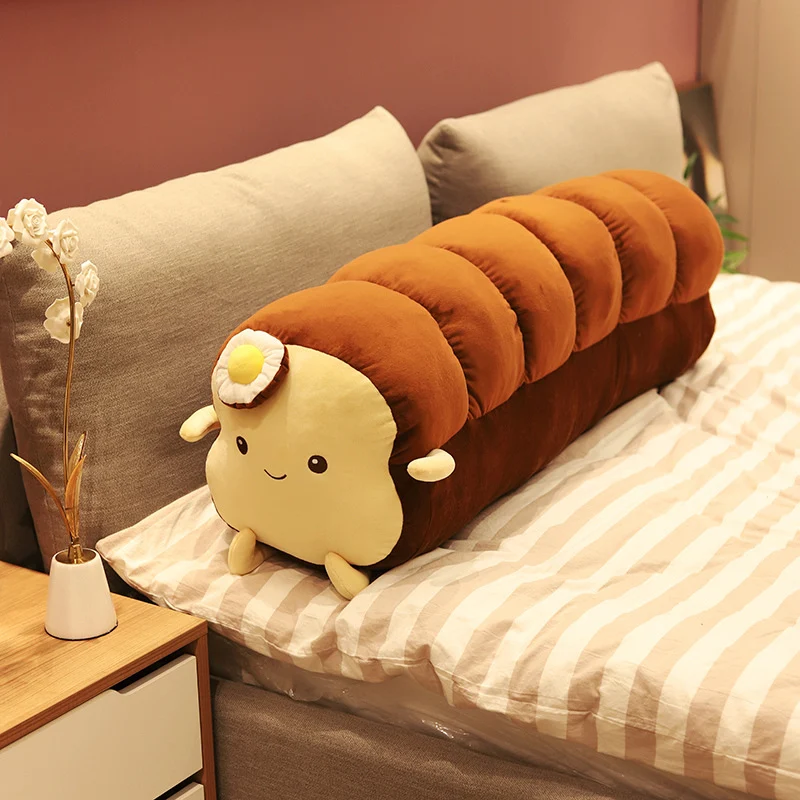 Kawaii Toast-förmiges Plüsch-Dekokissen mit Ei-Applikation Karnz