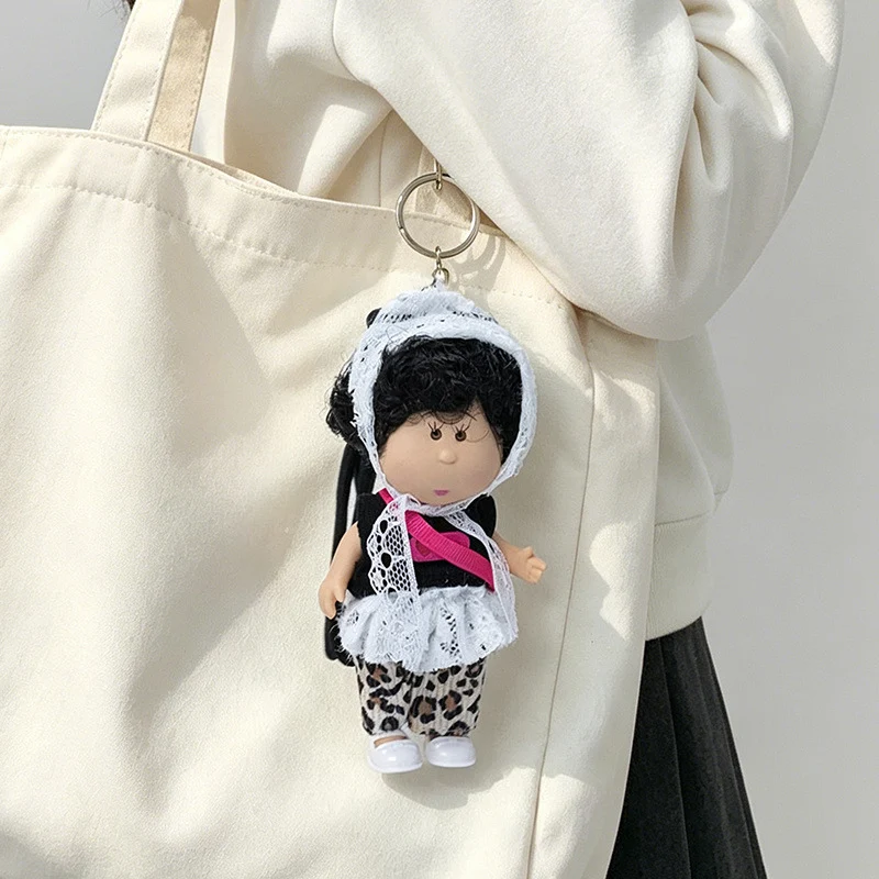 Hooded Doll Bag Charm Schlüsselanhänger mit Denim-Outfit & Schlaufe Karnz