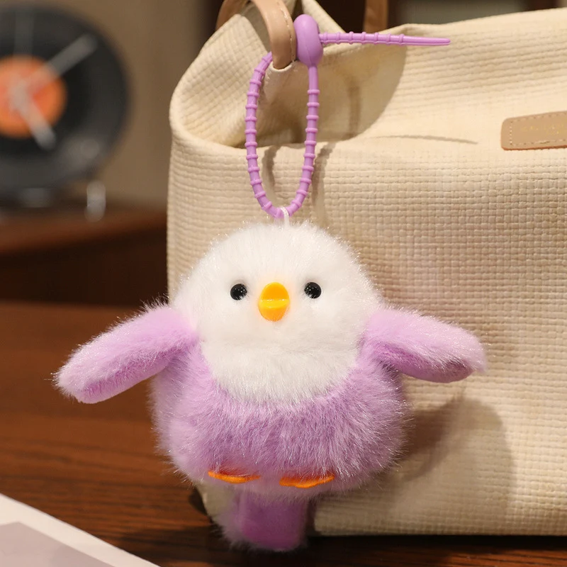 Fluffy Plush Chick Bag Charm Schlüsselanhänger mit flexiblem Schlaufenriemen Karnz
