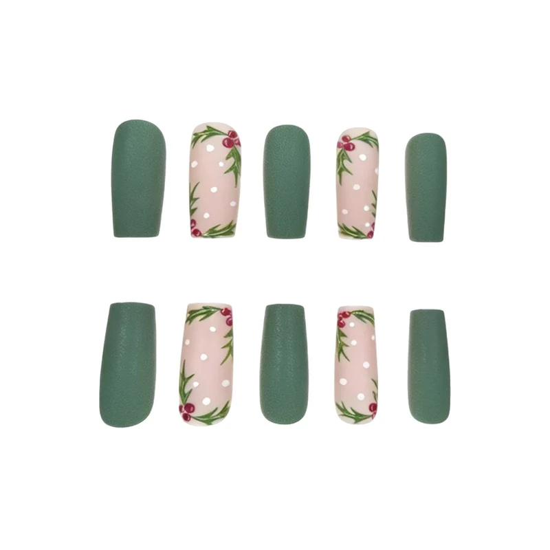 Festive Holly Nail Art Enhancements Stornfield