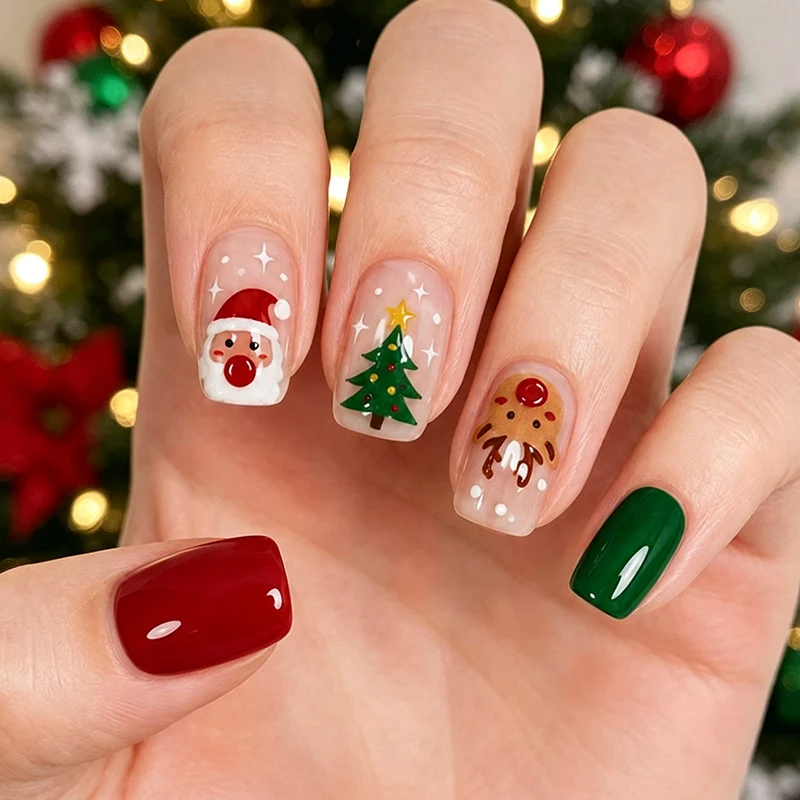 Festive Holiday-Themed Nail Art Set Stornfield