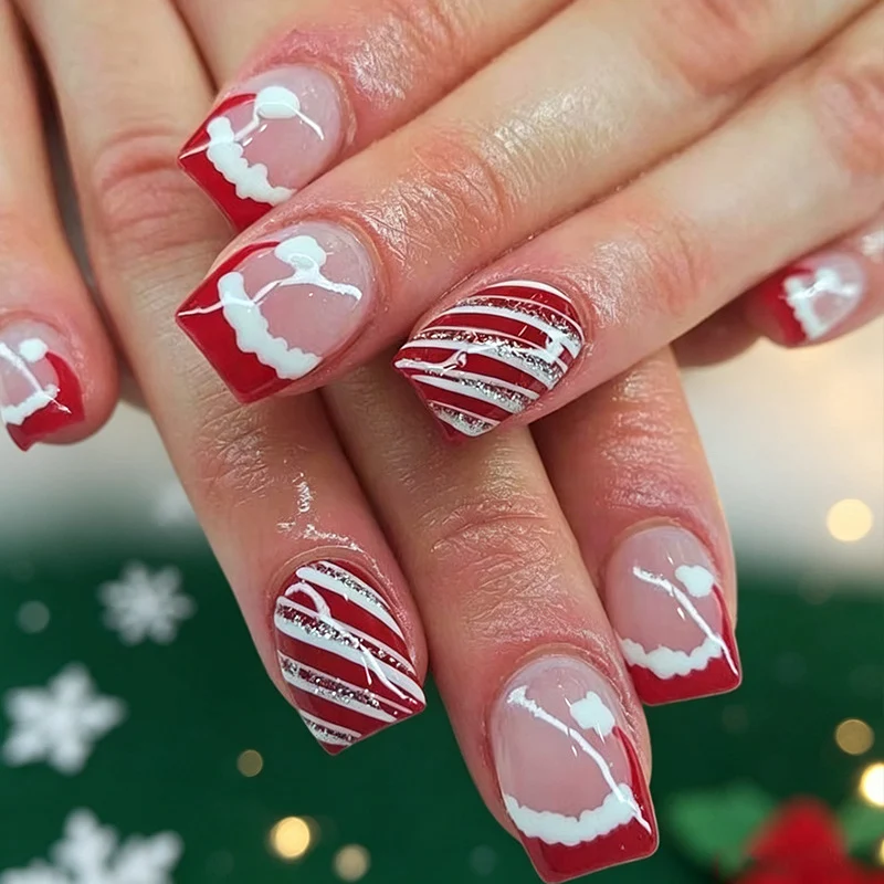 Festive Holiday Themed Acrylic Nail Art Enhancements Stornfield