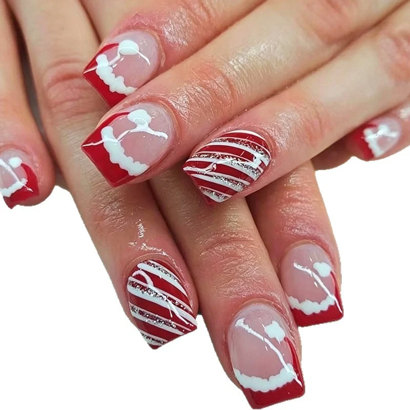 Festive Holiday Themed Acrylic Nail Art Enhancements Stornfield