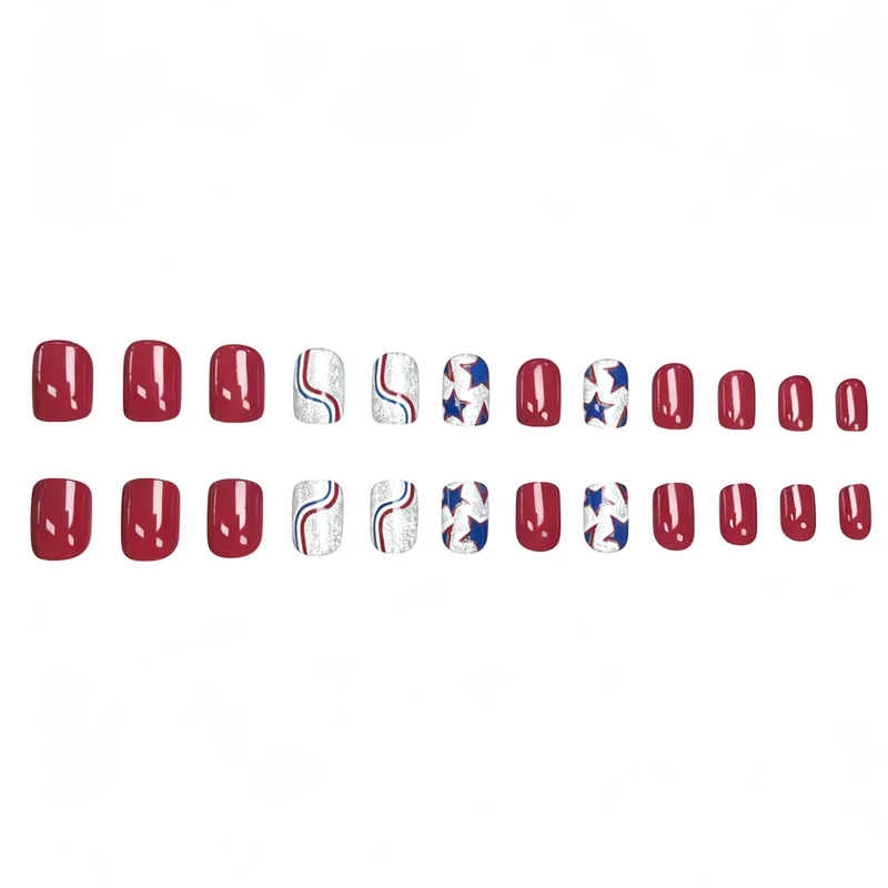 Festive Glittery Star and Stripe Nail Art Stornfield