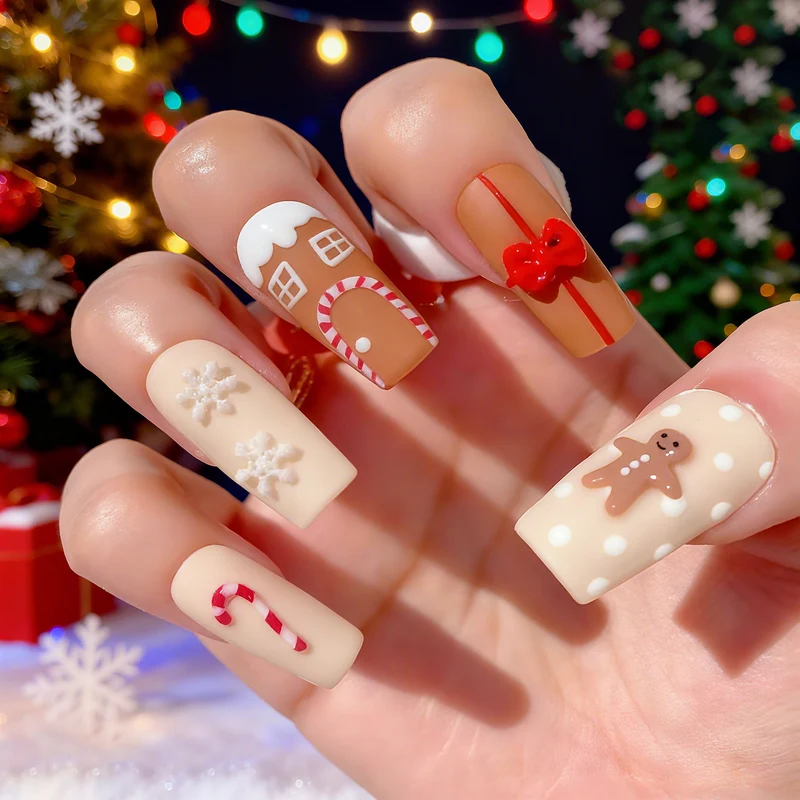 Festive Gingerbread Nail Art Stornfield