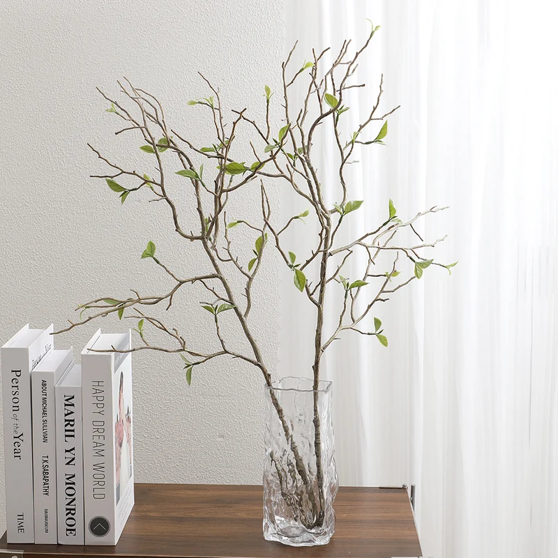 Decorative art branch with natural leaves