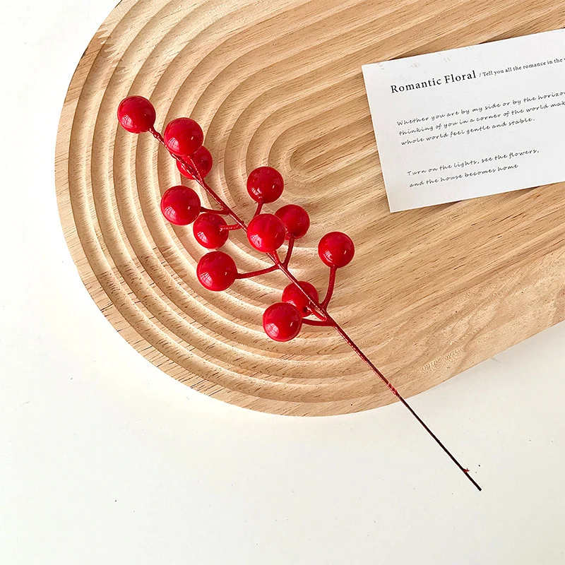 Decorative Artificial Branch with Bright Red Berries