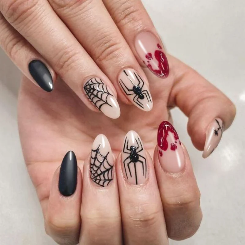 Künstlerisches Spinnen-Design-Nagelset Karnz