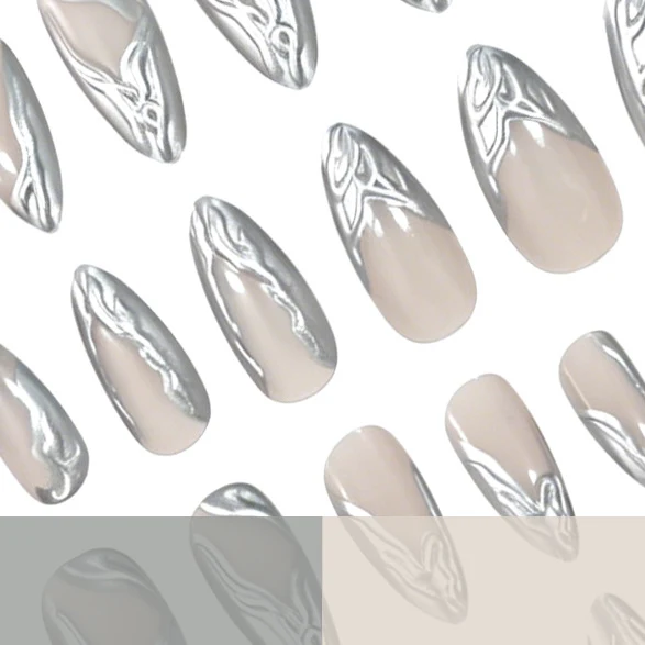 Elegant Metallic Marble Press-On Nail Art Stornfield
