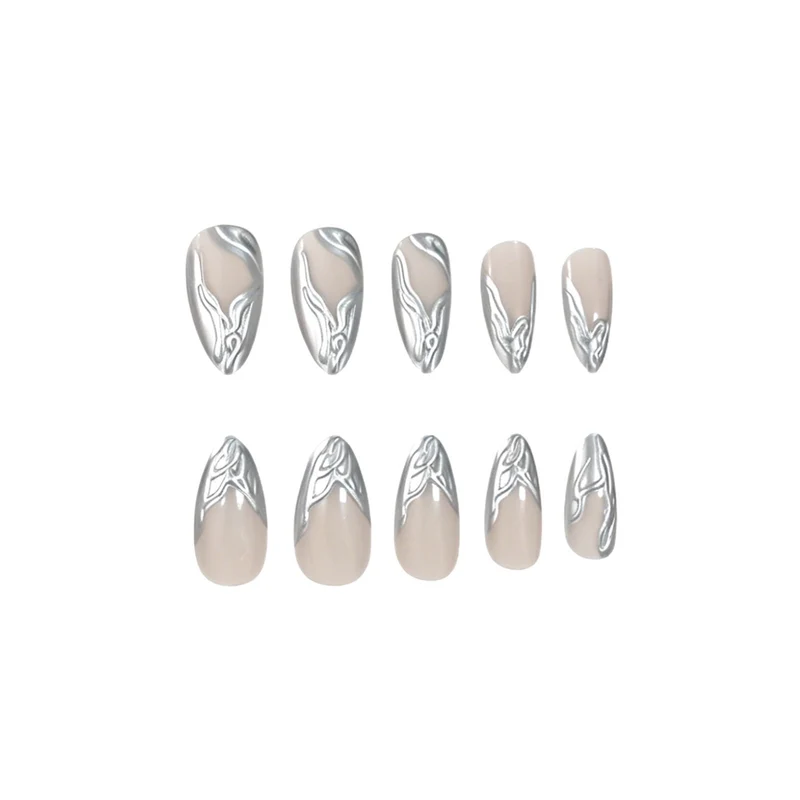 Elegant Metallic Marble Press-On Nail Art Stornfield