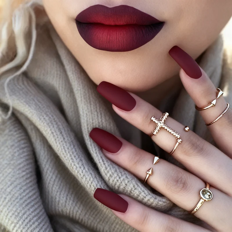 Elegant Matte Finish Nail Enhancements Stornfield