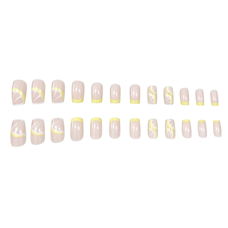 Elegant Lemon-Themed Acrylic Nail Art Enhancements Stornfield