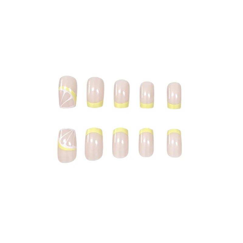 Elegant Lemon-Themed Acrylic Nail Art Enhancements Stornfield