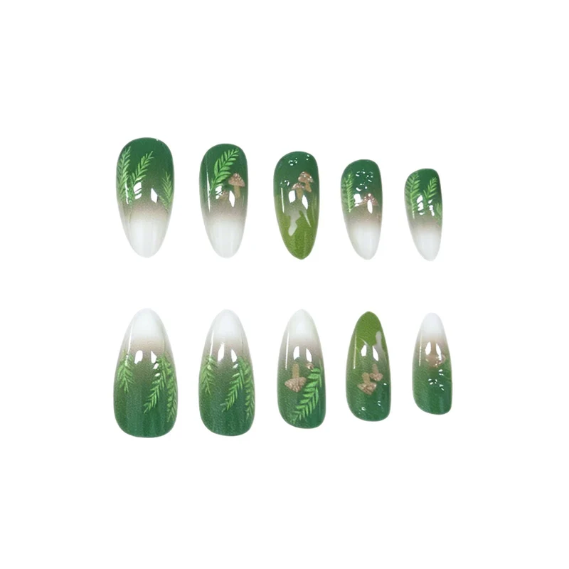 Elegant Leaf-Inspired Stiletto Nail Enhancements Stornfield