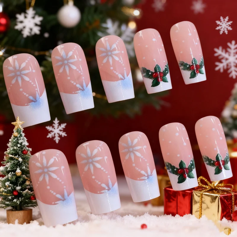 Elegant Holiday-Themed Nail Art Enhancements Stornfield