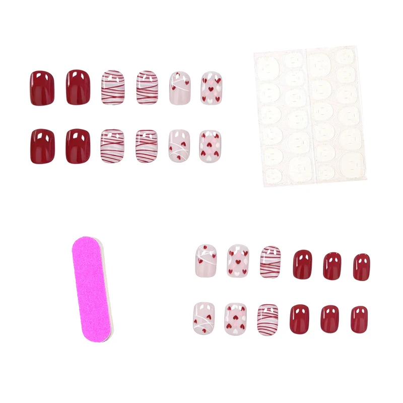 Elegant Heart-Themed Nail Art Set Stornfield