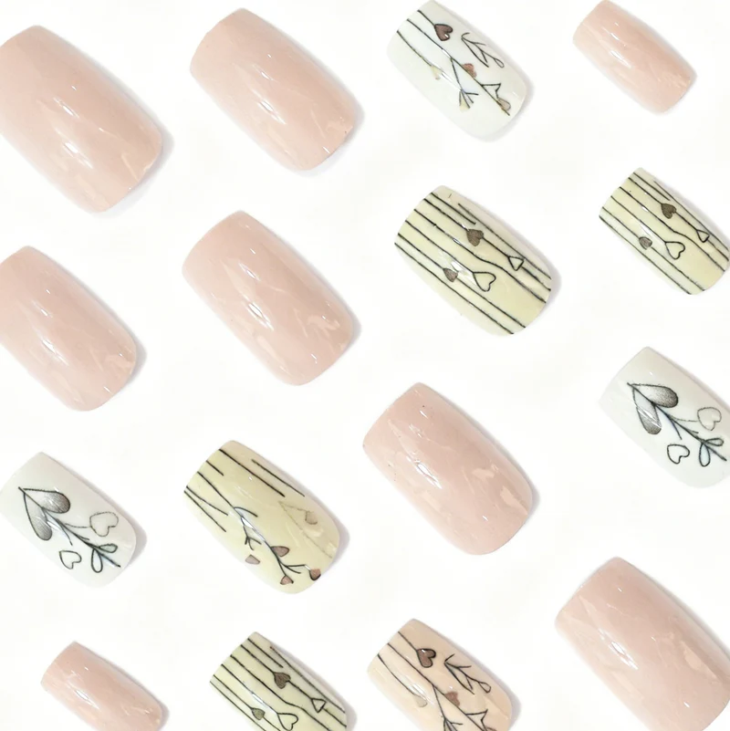 Elegant Heart-Themed Acrylic Nail Art Stornfield