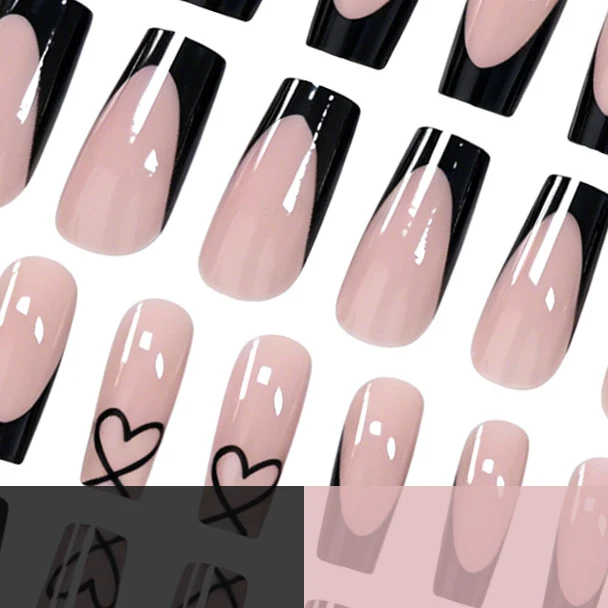 Elegant Heart-Patterned Acrylic Nail Design Stornfield