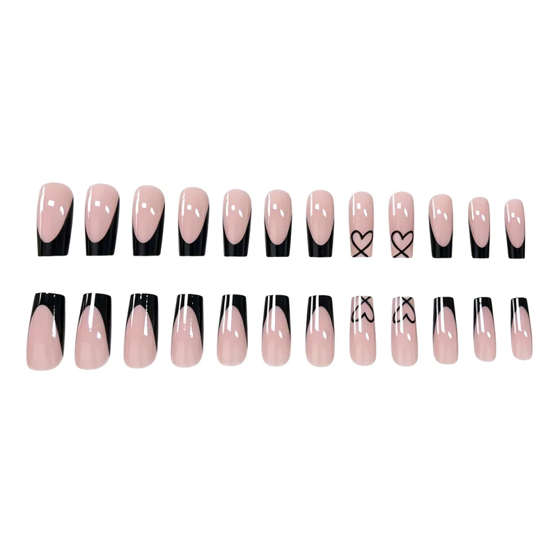 Elegant Heart-Patterned Acrylic Nail Design Stornfield