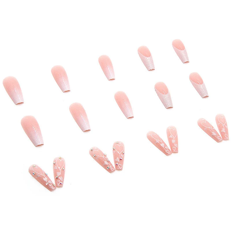 Elegant Heart-Embellished Nail Extensions Stornfield