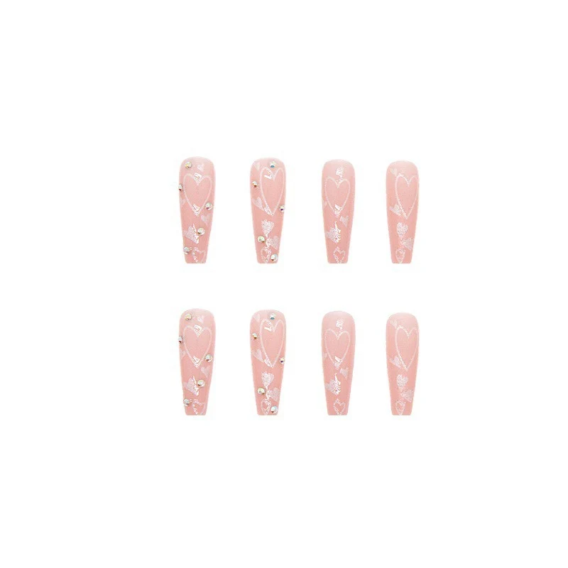 Elegant Heart-Embellished Nail Extensions Stornfield