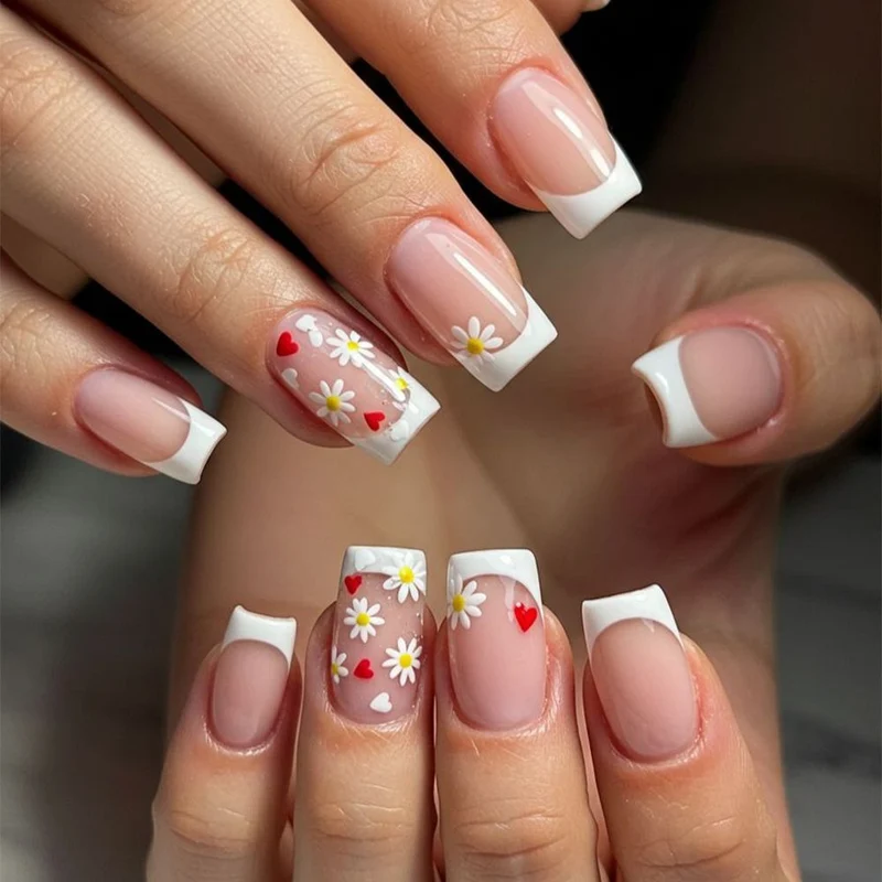 Elegant Heart-Embellished Nail Art Design Stornfield
