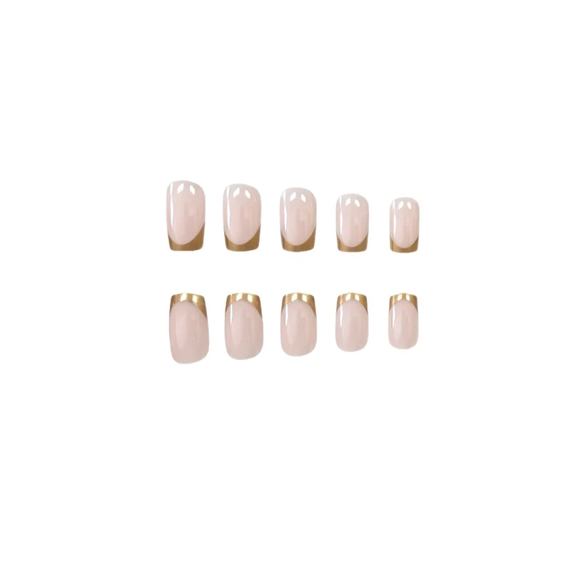 Elegant Gold-Trimmed Acrylic Nail Enhancements Stornfield