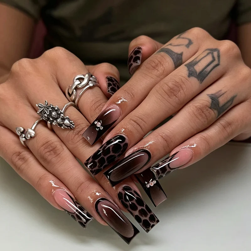 Creative 3D Leopard Print Acrylic Nail Art Extensions Stornfield