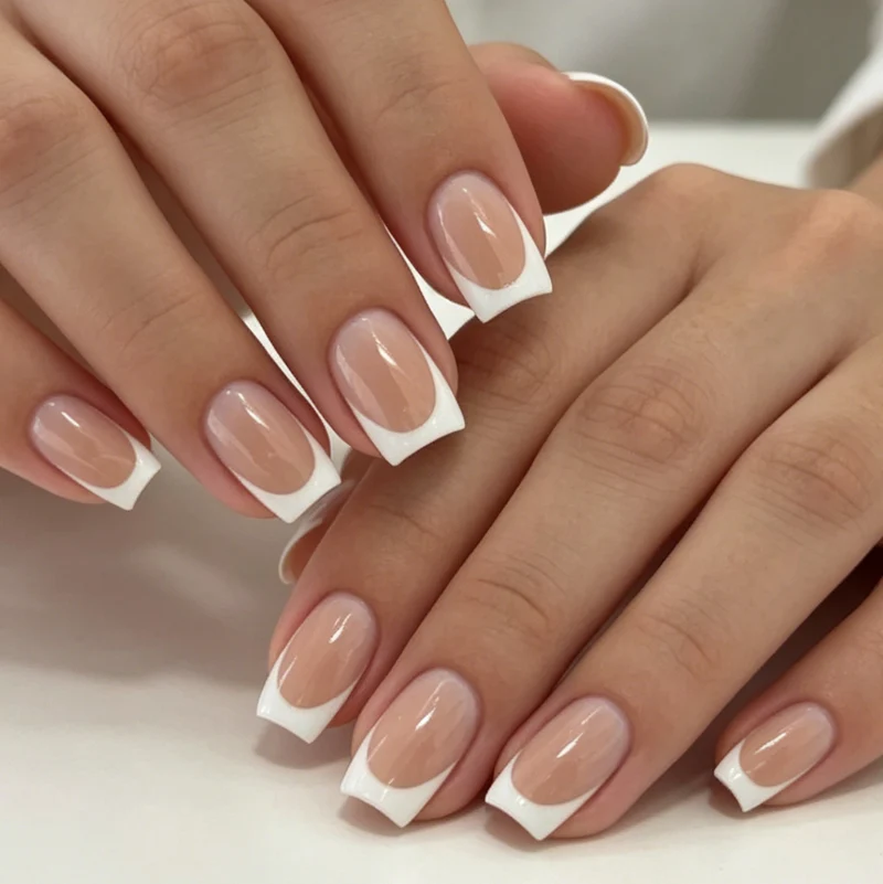Classic French Tip Nail Art Extensions Stornfield