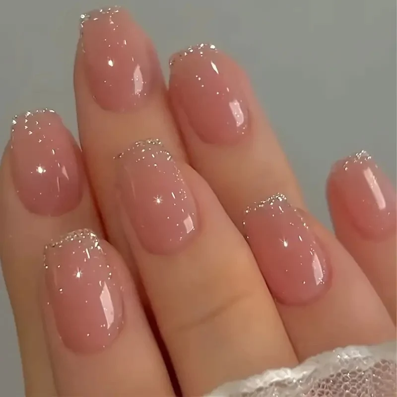 Elegant Glitter-Trimmed Nail Art Enhancements Stornfield