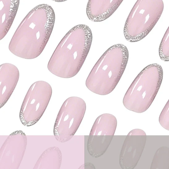Elegant Glitter-Trimmed Gel Nail Enhancements Stornfield