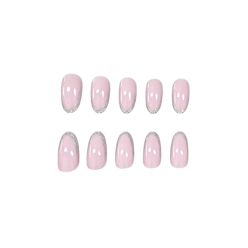 Elegant Glitter-Trimmed Gel Nail Enhancements Stornfield