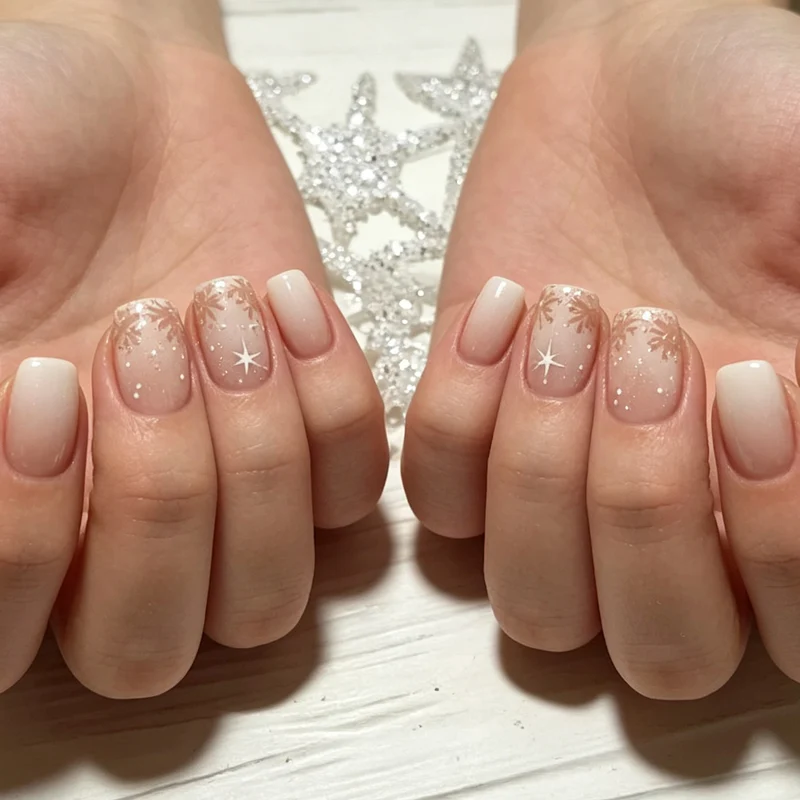 Elegant Frosted Winter Nail Art Enhancements Stornfield